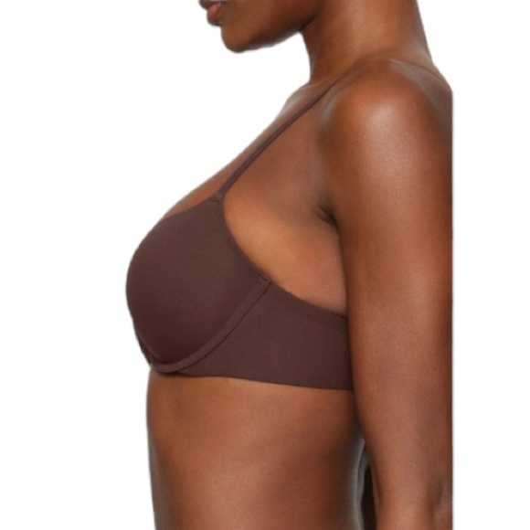 Skims Fits Everybody T Shirt Demi Bra NWT in Espresso Brown 44 C - Picture 5 of 9